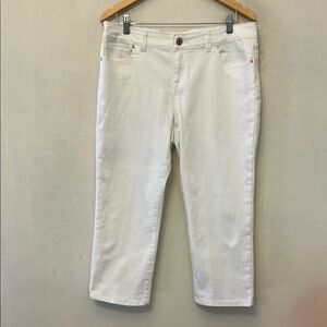 INC International Concepts white skinny regular fit cropped jeans Size 14P EUC